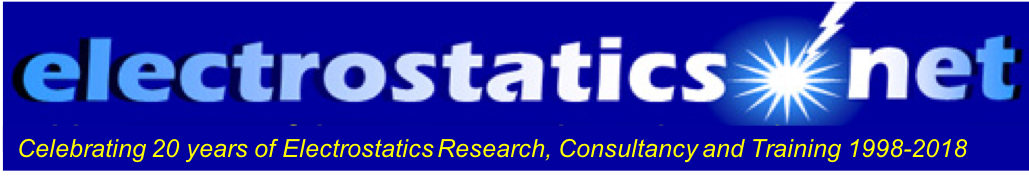 Electrostatics.net header image celebrating 15 years of research, consultancy nd training 1998 to 2013